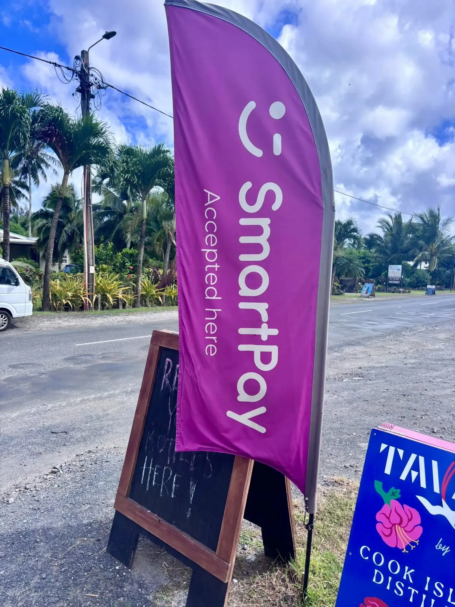 Smarty sign outside store in Rarotonga